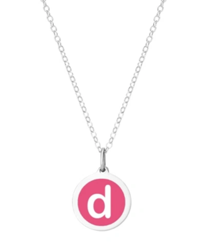 Auburn Jewelry Mini Initial Pendant Necklace In Sterling Silver And Hot Pink Enamel, 16" + 2" Extender In Hot Pink-d