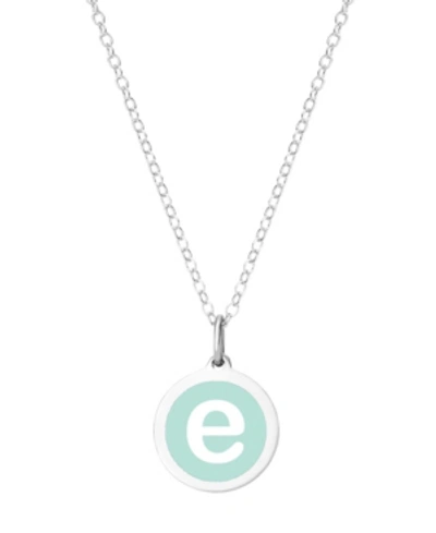 Auburn Jewelry Mini Initial Pendant Necklace In Sterling Silver And Mint Enamel, 16" + 2" Extender In Mint-e