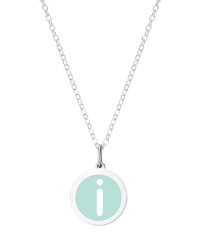 Auburn Jewelry Mini Initial Pendant Necklace In Sterling Silver And Mint Enamel, 16" + 2" Extender In Mint-i
