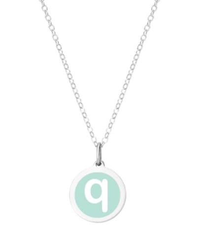 Auburn Jewelry Mini Initial Pendant Necklace In Sterling Silver And Mint Enamel, 16" + 2" Extender In Mint-q