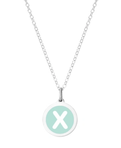 Auburn Jewelry Mini Initial Pendant Necklace In Sterling Silver And Mint Enamel, 16" + 2" Extender In Mint-x