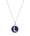 AUBURN JEWELRY MINI INITIAL PENDANT NECKLACE IN STERLING SILVER AND NAVY ENAMEL, 16" + 2" EXTENDER