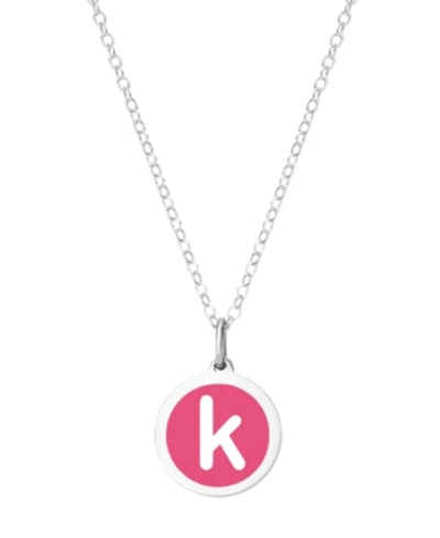 Auburn Jewelry Mini Initial Pendant Necklace In Sterling Silver And Hot Pink Enamel, 16" + 2" Extender In Hot Pink-k