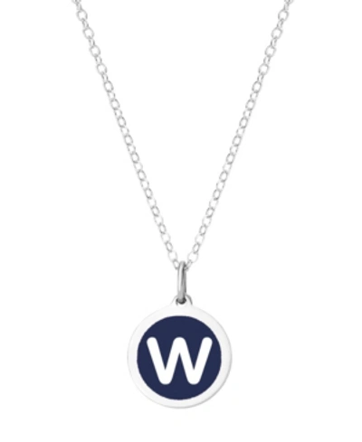 Auburn Jewelry Mini Initial Pendant Necklace In Sterling Silver And Navy Enamel, 16" + 2" Extender In Navy-w