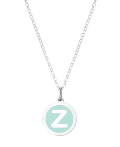 Auburn Jewelry Mini Initial Pendant Necklace In Sterling Silver And Mint Enamel, 16" + 2" Extender In Mint-z