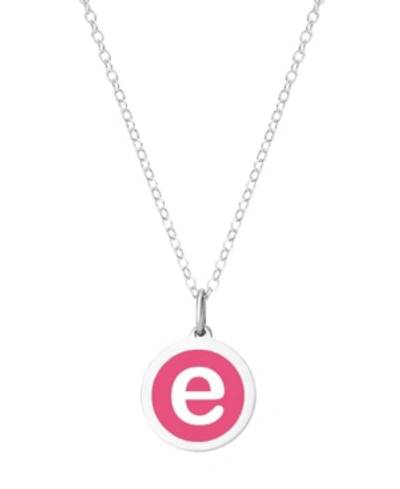 Auburn Jewelry Mini Initial Pendant Necklace In Sterling Silver And Hot Pink Enamel, 16" + 2" Extender In Hot Pink-e