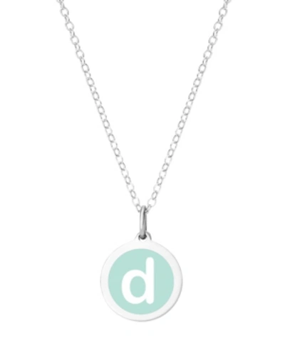 Auburn Jewelry Mini Initial Pendant Necklace In Sterling Silver And Mint Enamel, 16" + 2" Extender In Mint-d