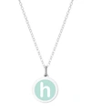 AUBURN JEWELRY MINI INITIAL PENDANT NECKLACE IN STERLING SILVER AND MINT ENAMEL, 16" + 2" EXTENDER