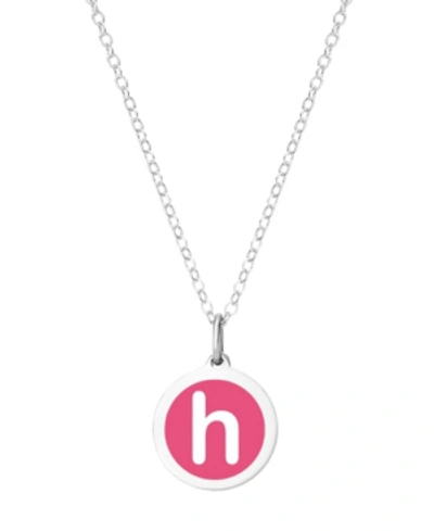 Auburn Jewelry Mini Initial Pendant Necklace In Sterling Silver And Hot Pink Enamel, 16" + 2" Extender In Hot Pink-h