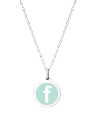 Auburn Jewelry Mini Initial Pendant Necklace In Sterling Silver And Mint Enamel, 16" + 2" Extender In Mint-f