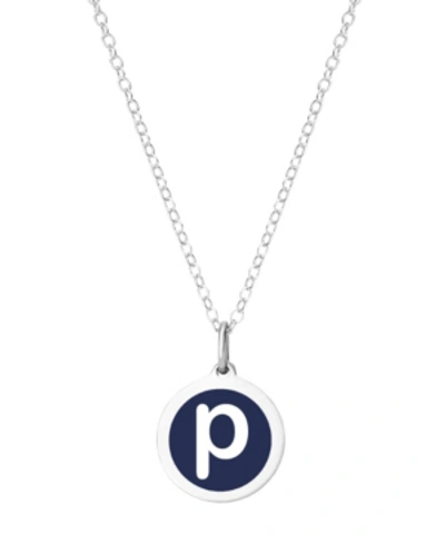 Auburn Jewelry Mini Initial Pendant Necklace In Sterling Silver And Navy Enamel, 16" + 2" Extender In Navy-p