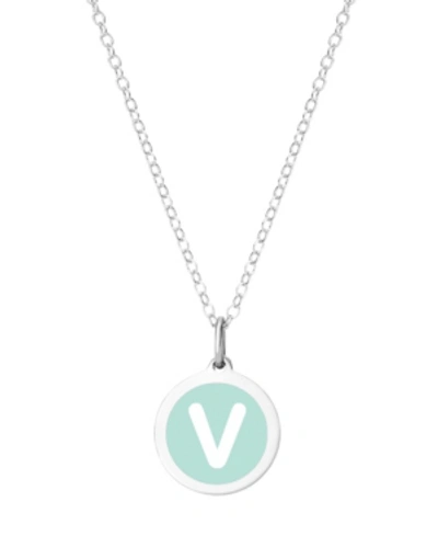 Auburn Jewelry Mini Initial Pendant Necklace In Sterling Silver And Mint Enamel, 16" + 2" Extender In Mint-v