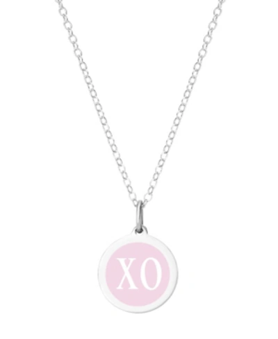Auburn Jewelry Mini Xo Pendant Necklace In Sterling Silver And Enamel, 16" + 2" Extender In Light Pink
