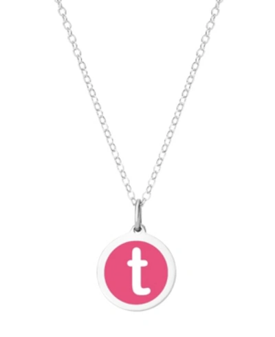 Auburn Jewelry Mini Initial Pendant Necklace In Sterling Silver And Hot Pink Enamel, 16" + 2" Extender In Hot Pink-t