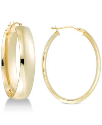 Italian Gold Polished Oval Hoop Earrings In 14k Gold In Yellow Gold