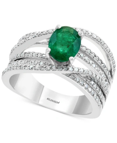 Effy Collection Effy Diamond (1/2 Ct. T.w.) & Emerald (1-1/8 Ct. T.w.) Ring In 14k White Gold