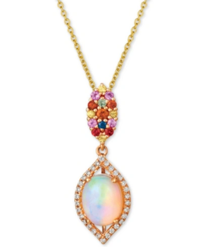 Le Vian Multi-gemstone (1-3/8 Ct. T.w.) & Vanilla Diamond (1/8 Ct. T.w.) 20" Pendant Necklace In 14k Rose Go In Opal