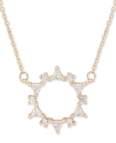 Lonna & Lilly Gold-tone Crystal Wreath Pendant Necklace, 16" + 3" Extender In White