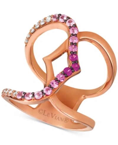 Le Vian Strawberry Layer Cake Multi-gemstone Statement Ring (3/4 Ct. T.w.) In 14k Rose Gold In Ruby Pink Sapphirestrawberry Gold