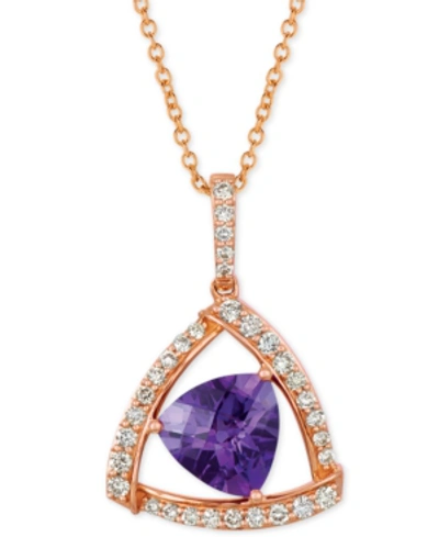 Le Vian Amethyst (1-5/8 Ct. T.w.) & Diamond (1/3 Ct. T.w.) 18" Pendant Necklace In 14k Rose Gold