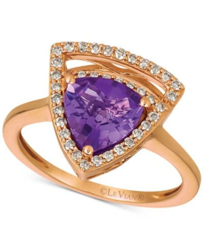Le Vian Grape Amethyst (1-5/8 Ct. T.w.) & Vanilla Diamond (1/4 Ct. T.w.) Statement Ring In 14k Rose Gold In Purple