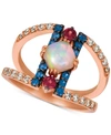 Le Vian Multi-gemstone (7/8 Ct. T.w.) & Nude Diamonds (1/3 Ct. T.w.) Statement Ring In 14k Rose Gold In Multi Colored