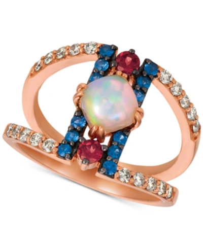 Le Vian Multi-gemstone (7/8 Ct. T.w.) & Nude Diamonds (1/3 Ct. T.w.) Statement Ring In 14k Rose Gold In Multi Colored