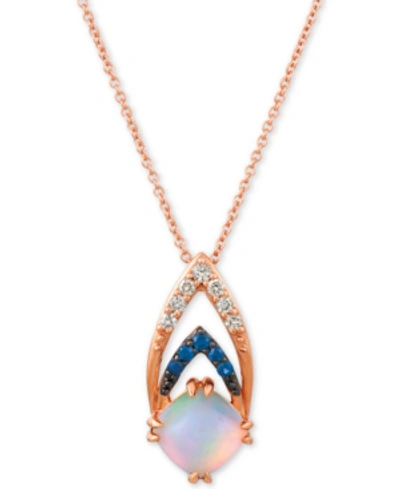 Le Vian Neopolitan Opal (3/4 Ct. T.w.), Passion Ruby Accent & Nude Diamonds (1/10 Ct. T.w.) 18" Pendant Neck In Opal,blueberry Sapphires