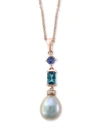 EFFY COLLECTION EFFY MULTI-GEMSTONE & DIAMOND ACCENT 18" PENDANT NECKLACE IN 14K ROSE GOLD