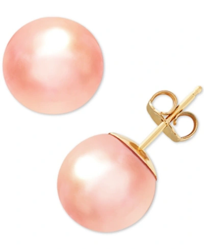 Honora Peach Cultured Ming Pearl (11mm) Stud Earrings In 14k Gold (also In Purple Cultured Ming Pearl)