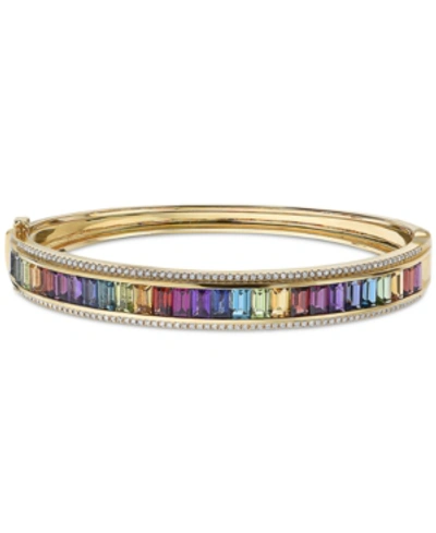 Effy Collection Effy Multi-gemstone (8-3/4 Ct. T.w.) & Diamond (1/2 Ct. T.w.) Bangle Bracelet In 14k Gold