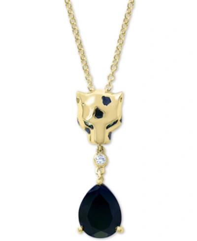 Effy Collection Effy Multi-gemstone & Diamond Accent Panther Head 18" Pendant Necklace In 14k Gold