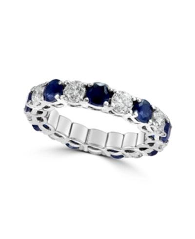 Effy Collection Effy Sapphire (2-9/10 Ct. T.w.) & Diamond (2-1/5 Ct. T.w.) Eternity Band In 14k White Gold