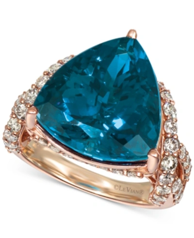 Le Vian Deep Sea Blue Topaz (9 Ct. T.w.) & Nude Diamonds (1-3/4 Ct. T.w.) Ring In 14k Rose Gold