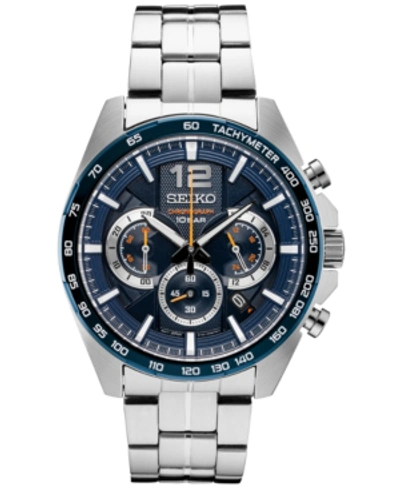 Seiko Men's Essentials Chronograph Stainless Steel Bracelet Watch 43.9mm In Silver