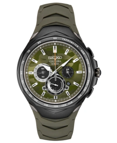 Seiko Men's Solar Chronograph Coutura Green Silicone Bracelet Watch 45.5mm