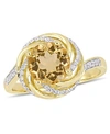 Delmar Citrine (1-4/5 Ct. T.w.), White Topaz (1/7 Ct. T.w.) And Diamond Accent Swirl Ring In 18k Yellow Gol In Citrine