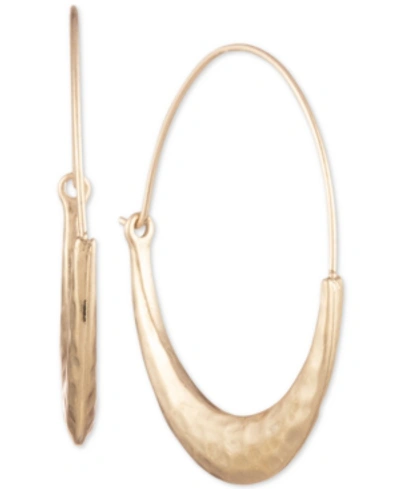 Lonna & Lilly Medium Gold-tone Hammered Wire Hoop Earrings 1-5/8"