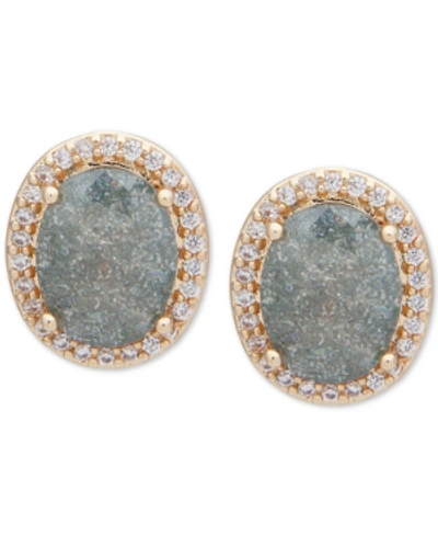 Lonna & Lilly Gold-tone Oval Stone Stud Earrings In Green