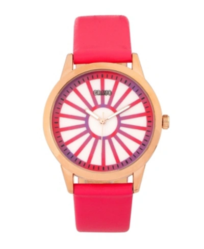 Crayo Unisex Electric Hot Pink Leatherette Strap Watch 41mm In Gold Tone / Pink / Rose / Rose Gold Tone