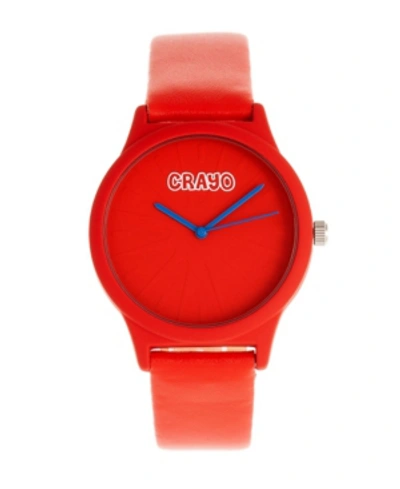 Crayo Unisex Splat Red Leatherette Strap Watch 38mm