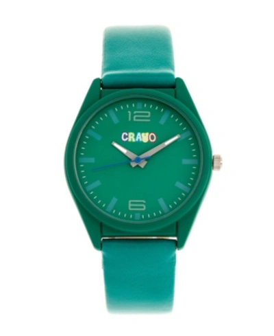 Crayo Unisex Dynamic Teal Leatherette Strap Watch 36mm In Green