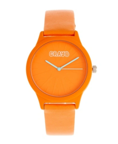Crayo Unisex Splat Orange Leatherette Strap Watch 38mm