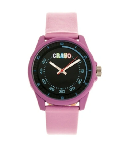 Crayo Unisex Jolt Light Pink Leatherette Strap Watch 34mm