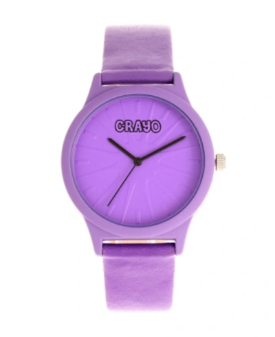 Crayo Unisex Splat Purple Leatherette Strap Watch 38mm