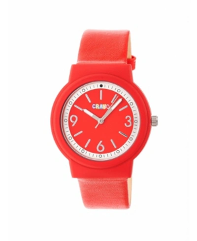 Crayo Unisex Vivid Red Leatherette Strap Watch 36mm
