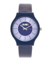 CRAYO UNISEX TRINITY BLUE LEATHERETTE STRAP WATCH 36MM