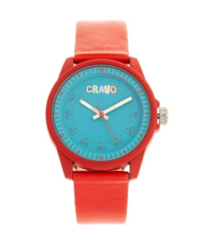 Crayo Unisex Jolt Red Leatherette Strap Watch 34mm