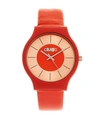 CRAYO UNISEX TRINITY RED LEATHERETTE STRAP WATCH 36MM