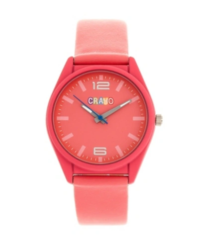 Crayo Unisex Dynamic Pink Leatherette Strap Watch 36mm